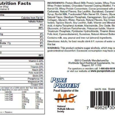 Pure Protein Chocolate Peanut Caramel Bar, 50 Gram (Pack of 6)